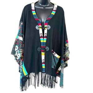 RADZOLI Tribal Print Patchwork Style Poncho